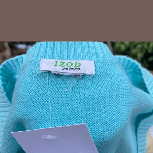 IZOD Argyle Knit Vest | Blue Yellow Cotton | Size S | Vintage - Picture 3 of 5